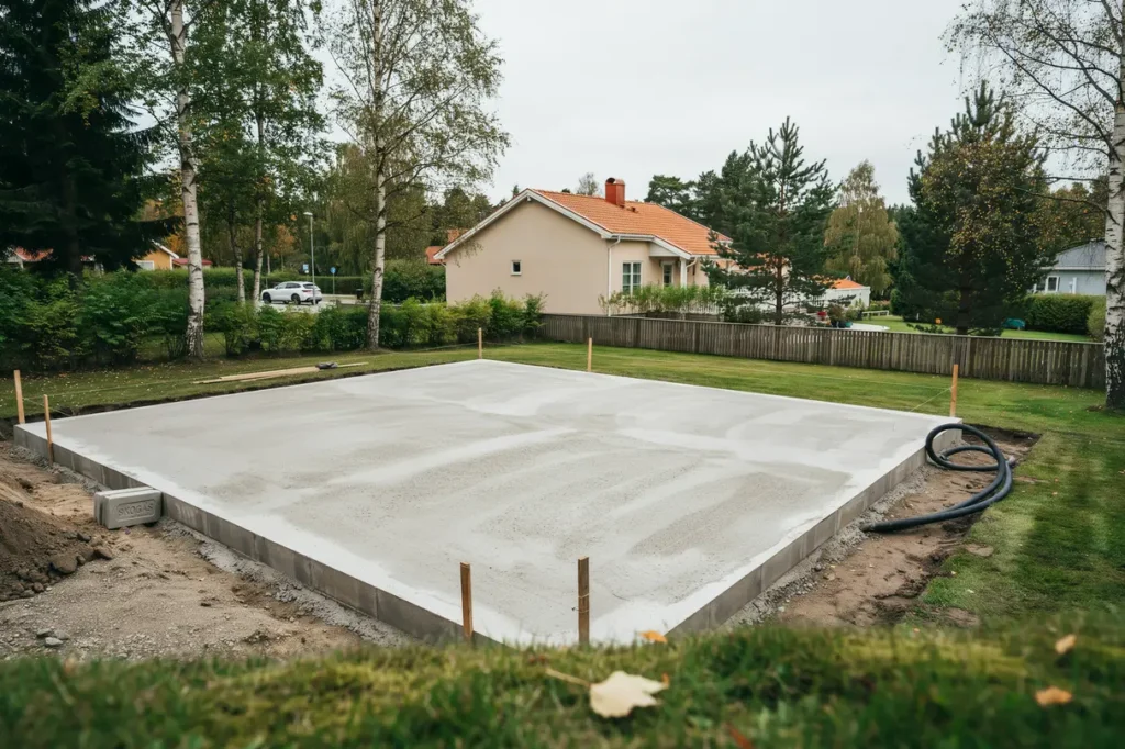 ny betonggrund f r attefallshus i skog s tr ngsund
